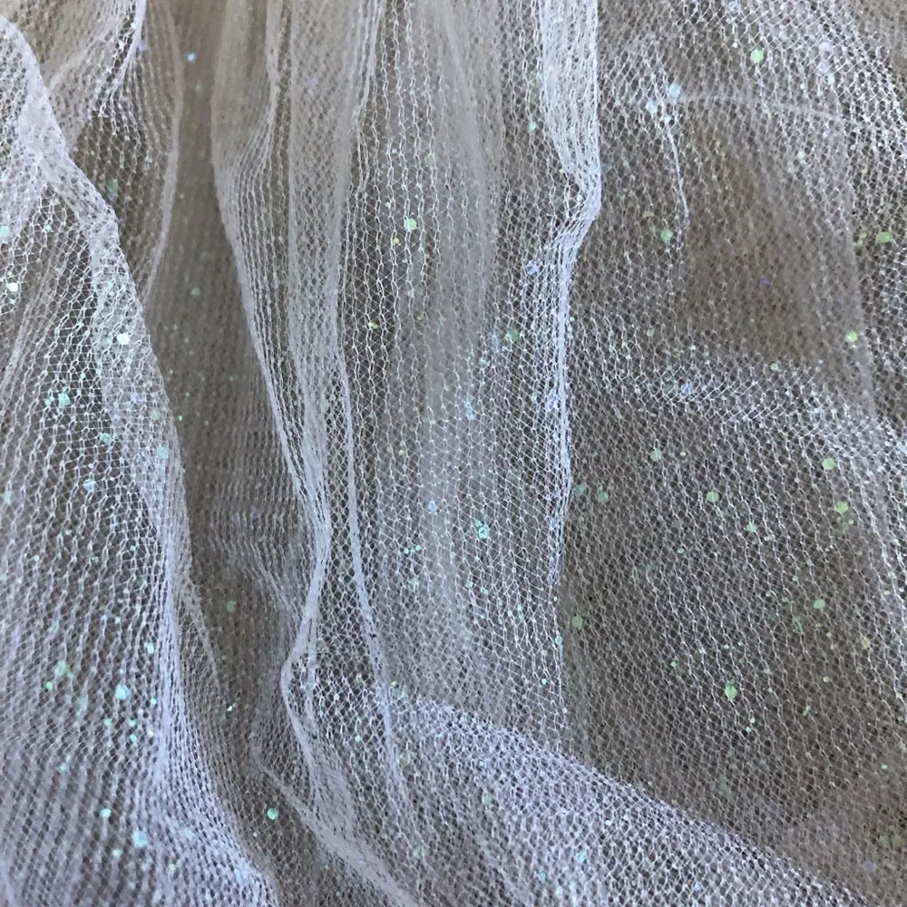White tulle skirt with sliver glitter